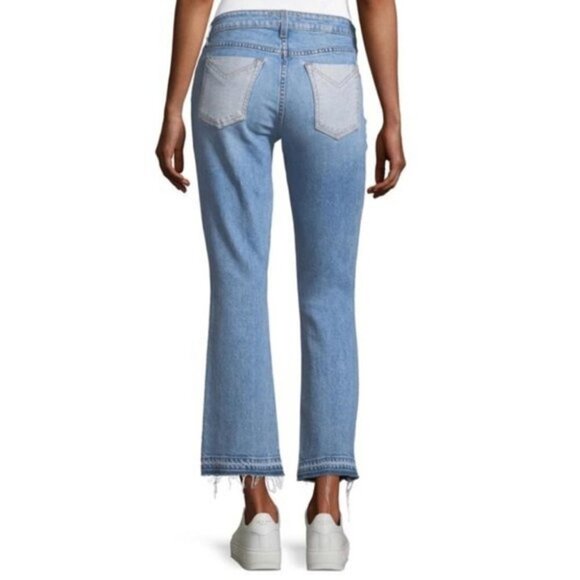 Derek Lam 10 Crosby Womens Size 25 Gia Mid Rise Cropped Flare Two Tone Blue Jean - Picture 2 of 14